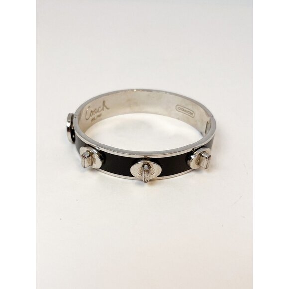 Classic Coach bangle black and silver with studs - Picture 1 of 9